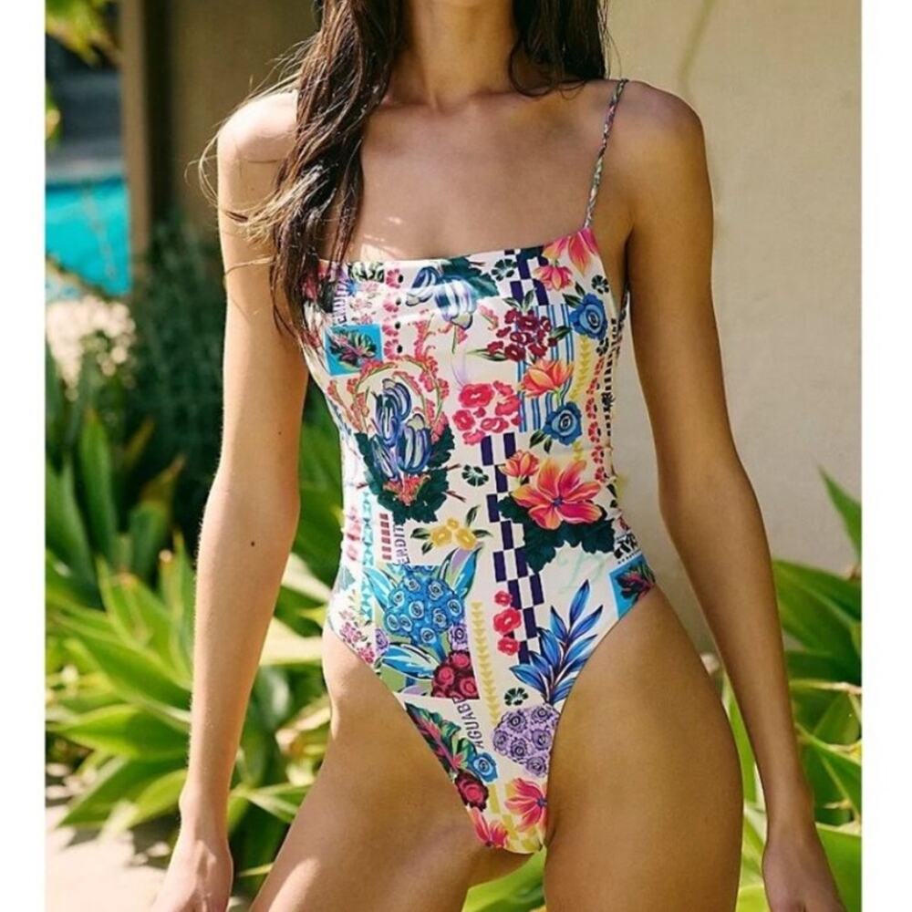 NEW Agua Bendita Kali Citrus strappy back tie swimsuit